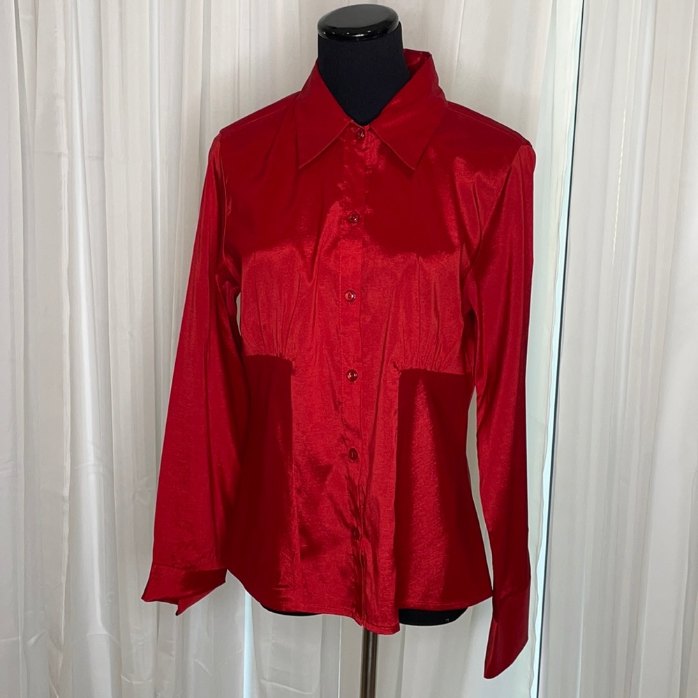 Burnt Orange Long Sleeve Giorgio Fiorlini Collection Button Up Blouse/Shirt